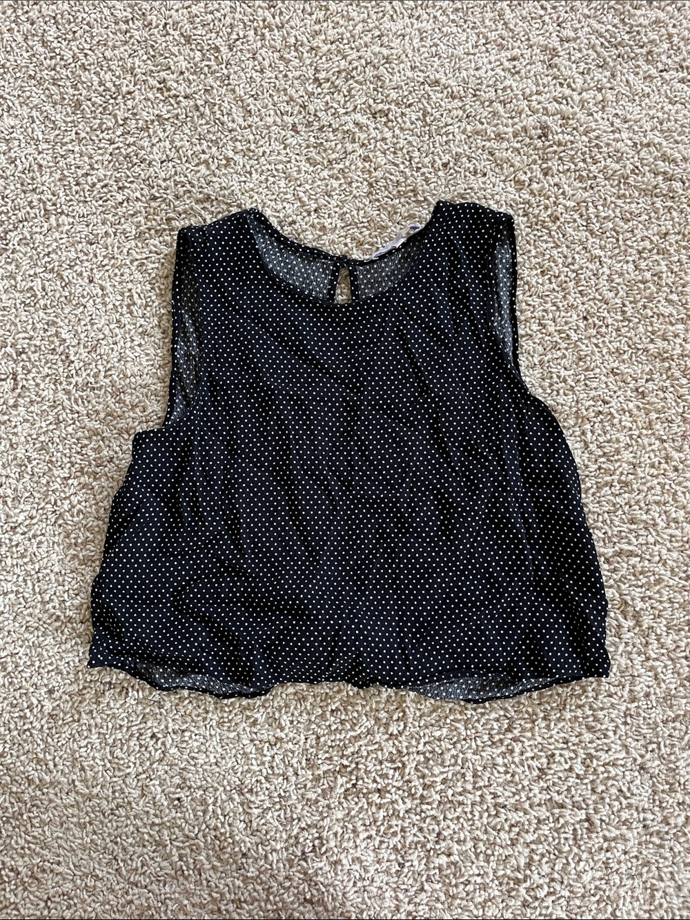 1. State Black and White Polka Dot Sleeveless Top